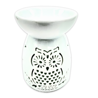 White Oil Burner with Owl & Stars 11 cm
