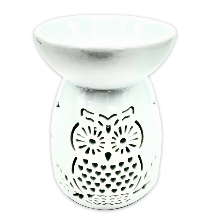 White Oil Burner with Owl & Stars 11 cm