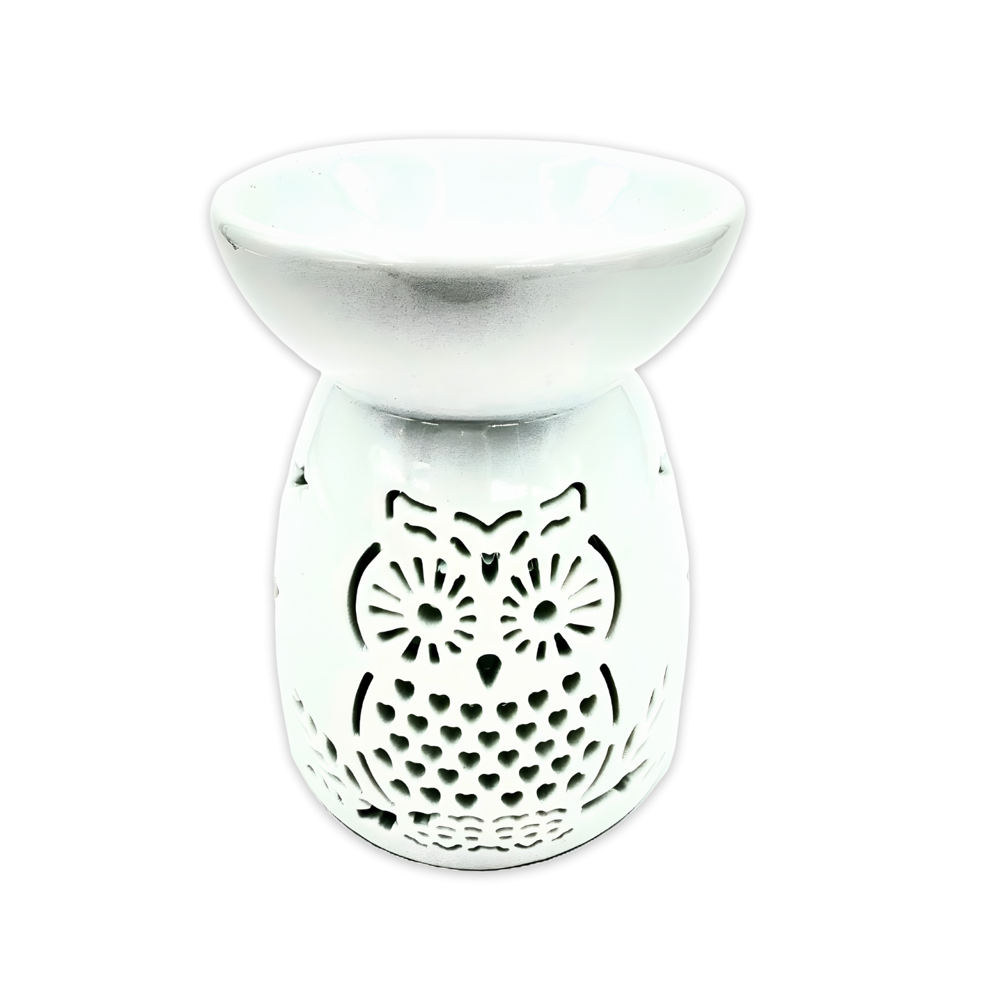 White Oil Burner with Owl & Stars 11 cm