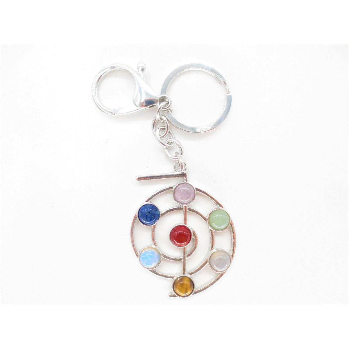 Wholesale Metal Chakra Orb Keychain with 7 Gemstones