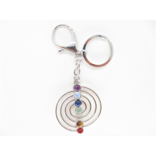 Wholesale Metal Chakra Spiral Keychain with 7 Gemstones