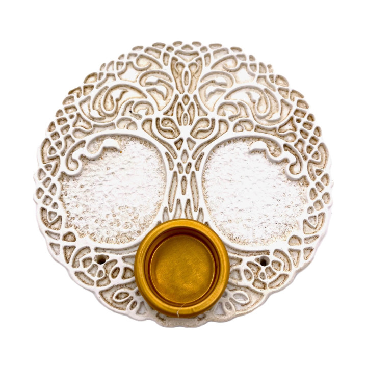 White Tree of Life Incense Holder Stick & Cone Burner Set (6 pieces)