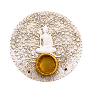 White Meditation Incense Holder Stick & Cone Burner Set (6 pieces)