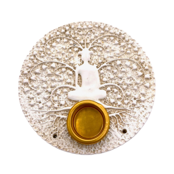 White Meditation Incense Holder Stick & Cone Burner Set (6 pieces)