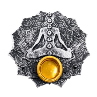 Silver 7 Chakra Lotus Incense Holder Stick & Cone Burner (6 pieces)