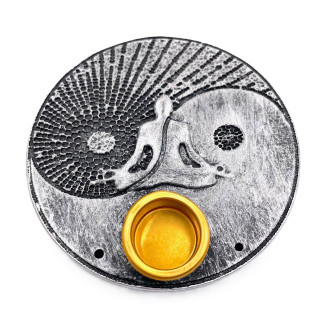 Silver Yin Yang Meditation Incense Holder Stick & Cone Burner Set (6 pieces)