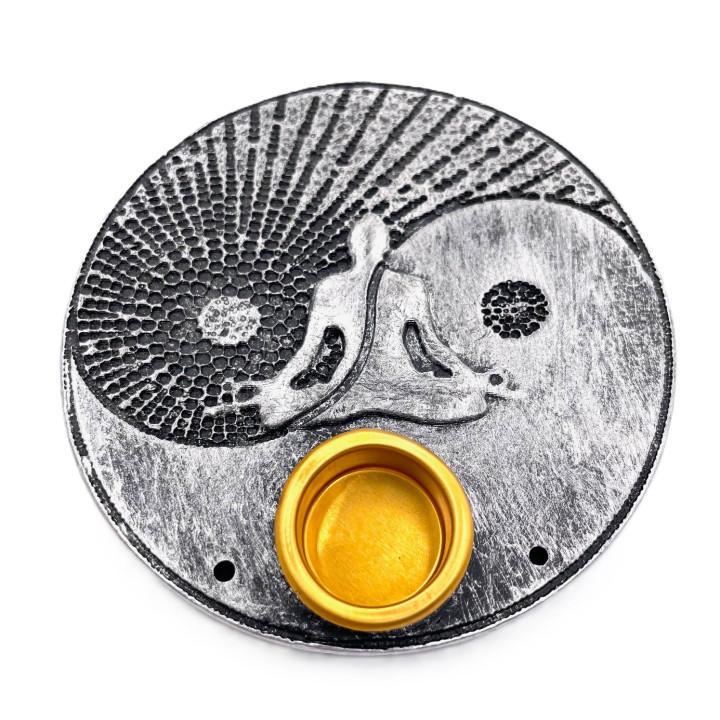 Silver Yin Yang Meditation Incense Holder Stick & Cone Burner Set (6 pieces)