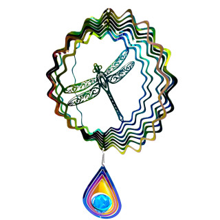 Middle Cosmo Wind Spinner Dragonfly - Rainbow Drop