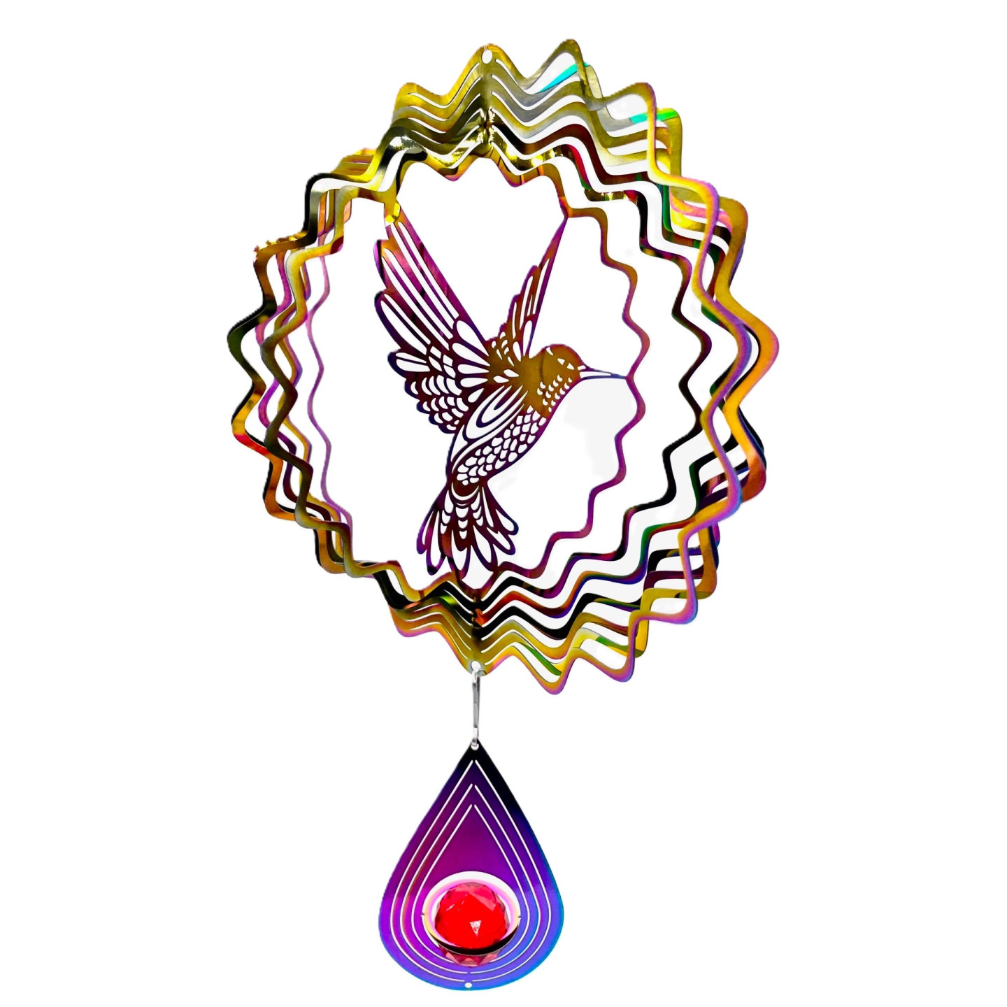 Middle Cosmo Wind Spinner Humming Bird - Rainbow Drop