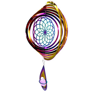 Medium Cosmo Windspinner Seed of Life - Rainbow Drop
