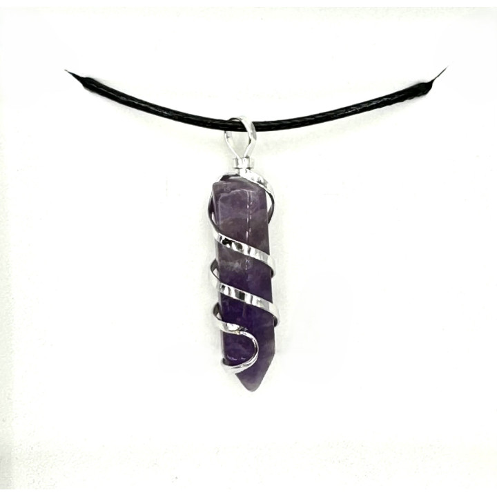 Gemstone Pendant Necklace - Amethyst