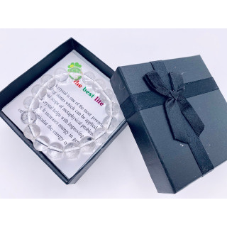 12mm Gemstone Bracelet with Gift Box - Rock Crystal