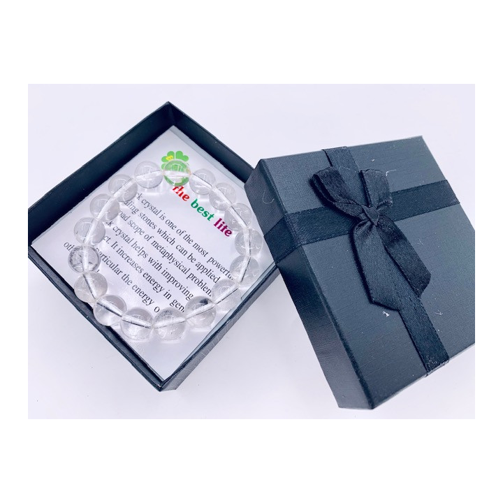 12mm Gemstone Bracelet with Gift Box - Rock Crystal
