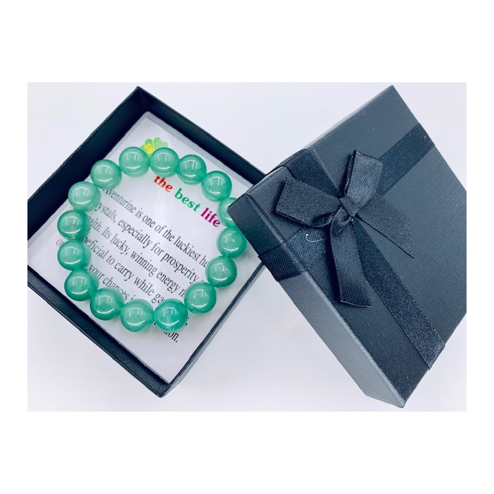 12mm Gemstone Bracelet with Gift Box - Aventurine