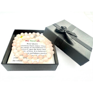 Wholesale 8 mm Rose Quartz Beaded Necklace (with Box)