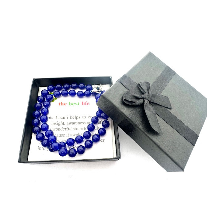 Wholesale 8 mm Lapis Lazuli Beaded Necklace (with Box)