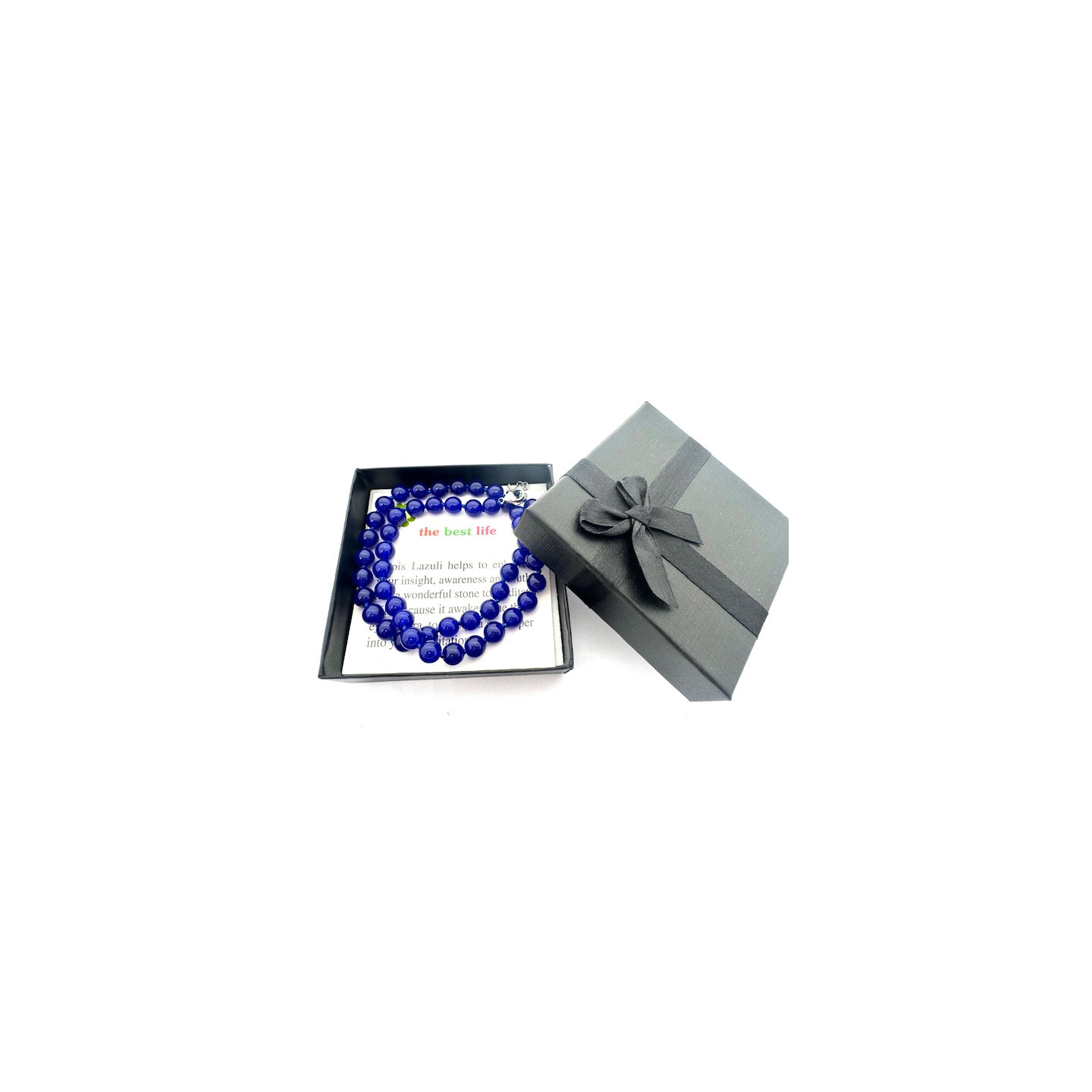 Wholesale 8 mm Lapis Lazuli Beaded Necklace (with Box)