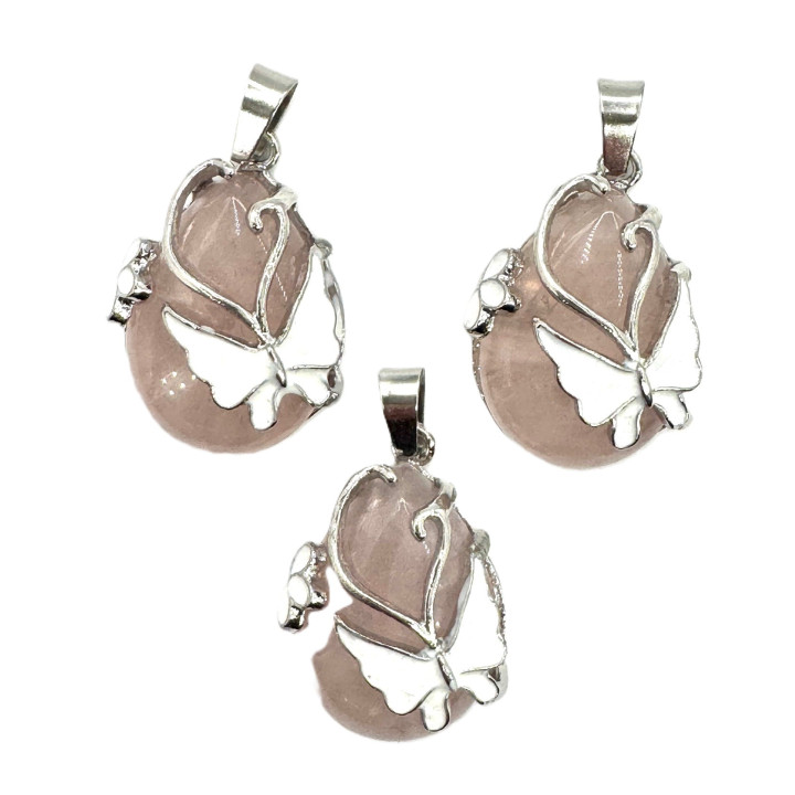 Gemstone Butterfly Pendant - Rose Quartz ()