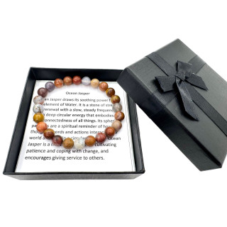 8mm Ocean Jasper Gemstone Bracelet – Gift Box Included