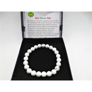 8mm White Howlite Gemstone Bracelet – Gift Box Included