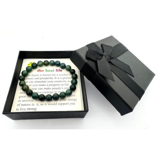 8mm Moss Agate Gemstone Bracelet – Gift Box Included