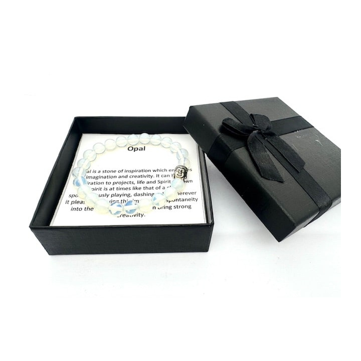 8mm Buddha Opal Gemstone Bracelet – Gift Box Included