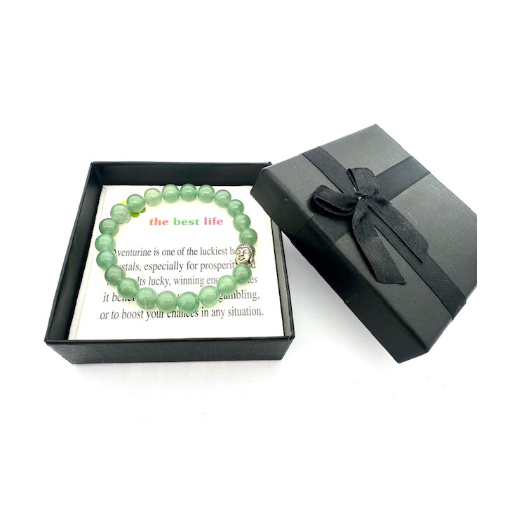 8mm Buddha Aventurine Gemstone Bracelet – Gift Box Included