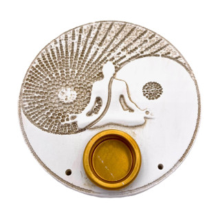 White Yin Yang Meditation Incense Holder Stick & Cone Burner Set (6 pieces)