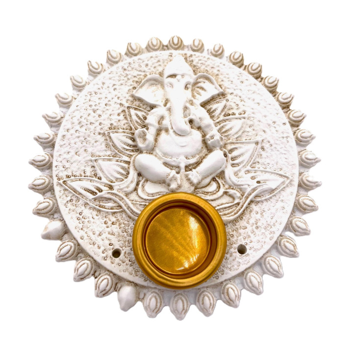 White Ganesh Incense Holder Stick & Cone Burner Set (6 pieces)