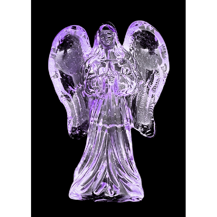 Purple Crystal Glass Praying Angel Statue – 10 cm