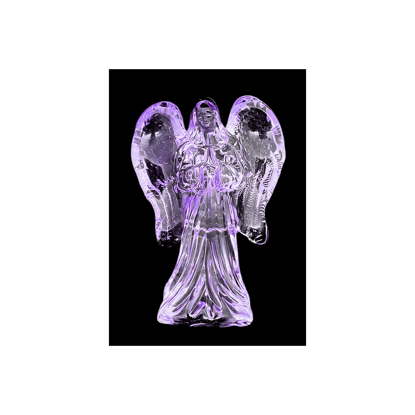 Purple Crystal Glass Praying Angel Statue – 10 cm
