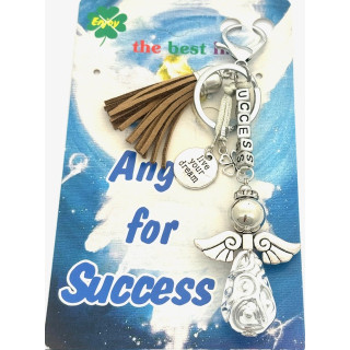 Light Brown "SUCCESS" Angel Keychain with Tassel