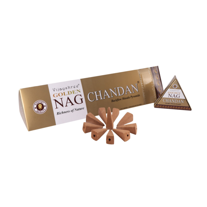 Vijayshree Golden Nag Backflow Cones - Chandan