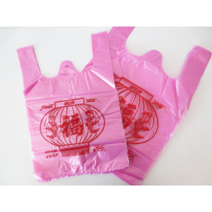 Feng Shui plastic lucky bags pink (50 pieces) large