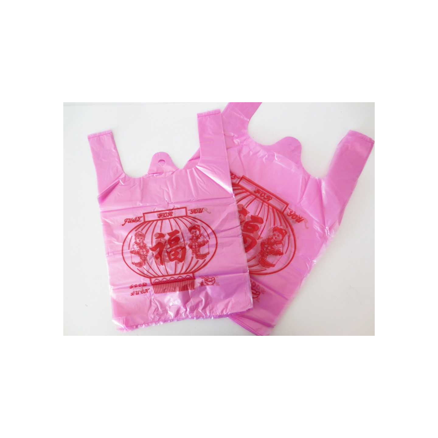 Feng Shui plastic lucky bags pink (50 pieces) large