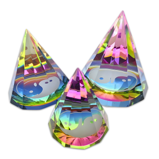 Crystal Prism Yin Yang Colored 6 × 6 cm