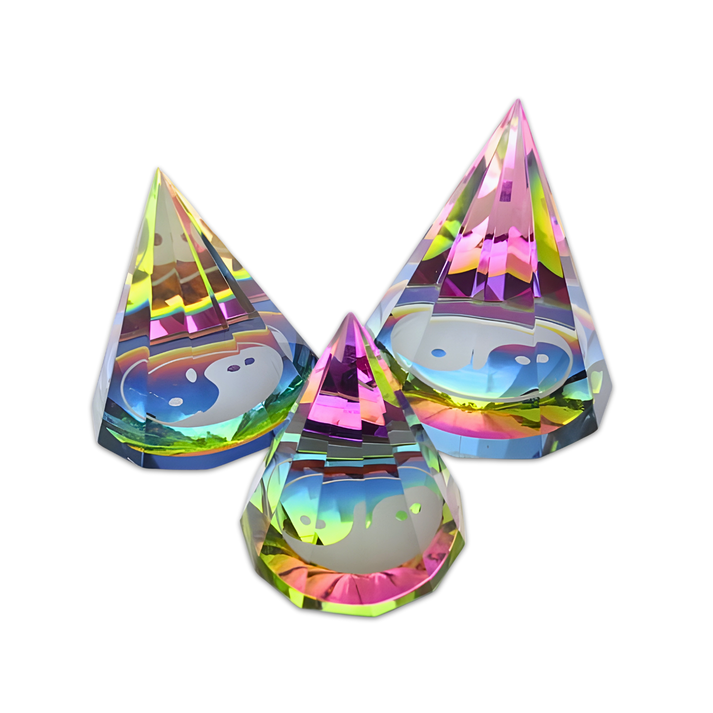 Crystal Prism Yin Yang Colored 6 × 6 cm
