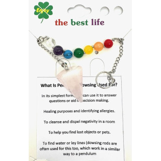 Rose Quartz 7 Chakra Gemstone Pendulum