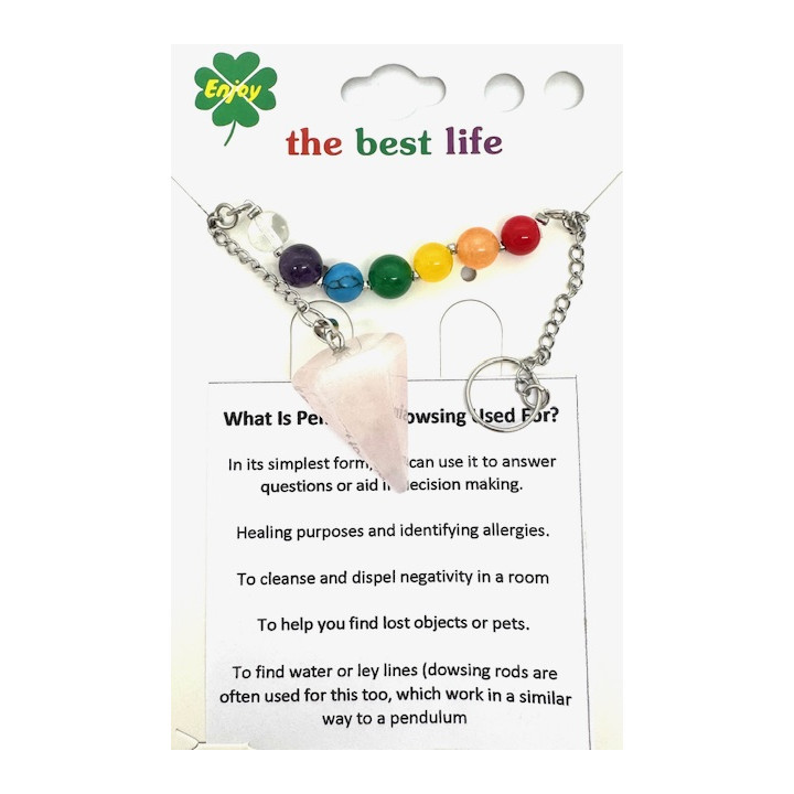 Rose Quartz 7 Chakra Gemstone Pendulum