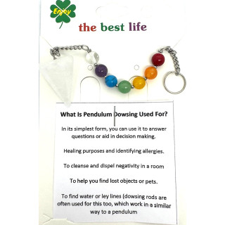 Rock Crystal 7 Chakra Gemstone Pendulum