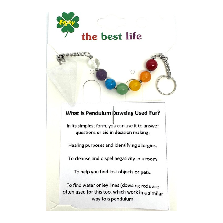 Rock Crystal 7 Chakra Gemstone Pendulum