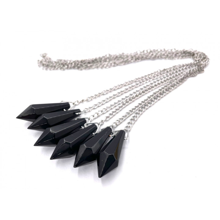 Black Onyx Crystal Point Pendulum with Chain Set (6 pieces)