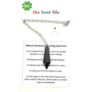 Black Onyx Crystal Point Pendulum with Chain