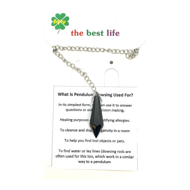 Black Onyx Crystal Point Pendulum with Chain