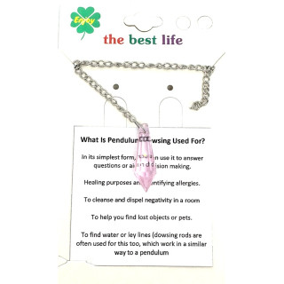 Rose Crystal Point Pendulum with Chain