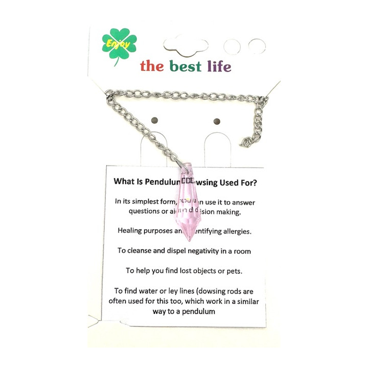 Rose Crystal Point Pendulum with Chain