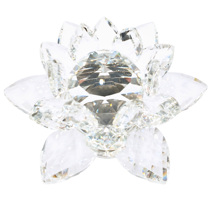 Crystal Lotus Flower Ornament on Stand (Small)