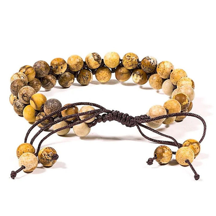 Bracelet Jaspe paysage double fil ajustable | Pieralune