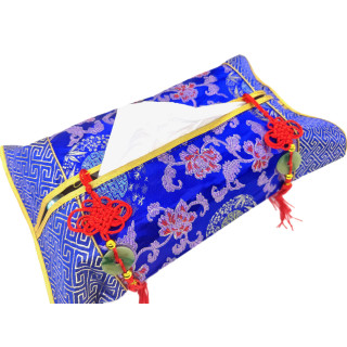 Blue Asian Brocade Tissue Cover