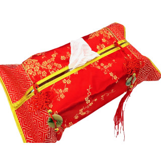 Red Asian Brocade Tissue Cover
